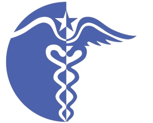 Blue HIPAA logo with caduceus and star
